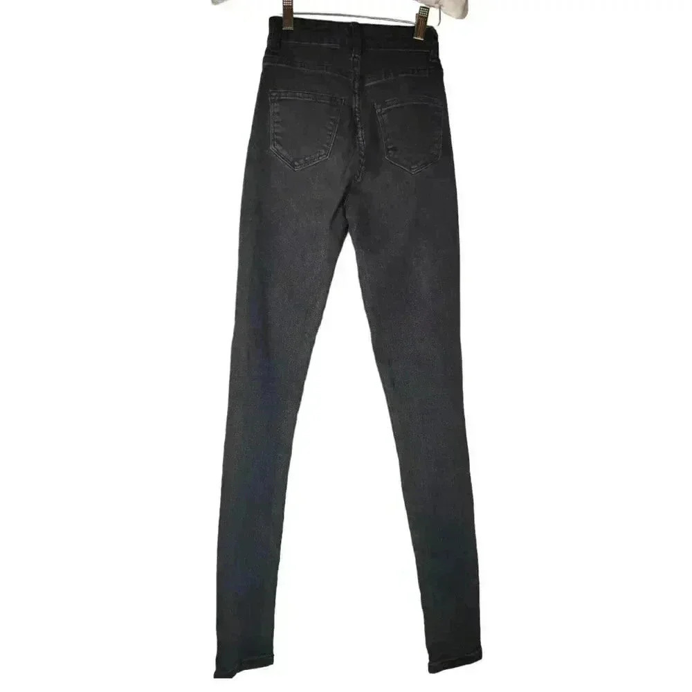 Fashion Nova High Waisted Black Wash Skinny Jeans Stretchy Sexy Denim Size 0 - Picture 4 of 9
